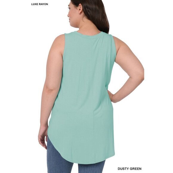 Zenana‎ Plus Size Luxe Rayon Sleeveless Hi-Low Hem Tank Top Black Size 1X - Picture 5 of 5